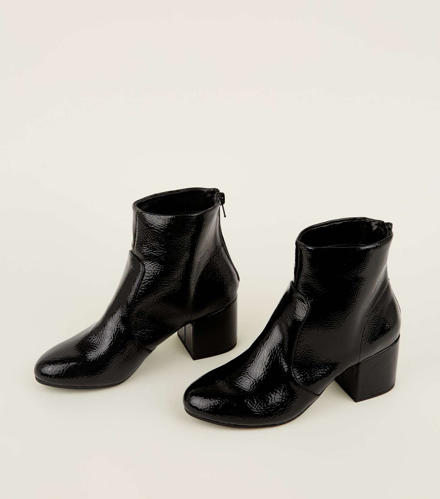 Black Crinkle Effect Ankle Boots Image 3