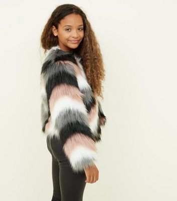 chevron fur jacket