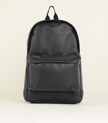 black leather look backpack