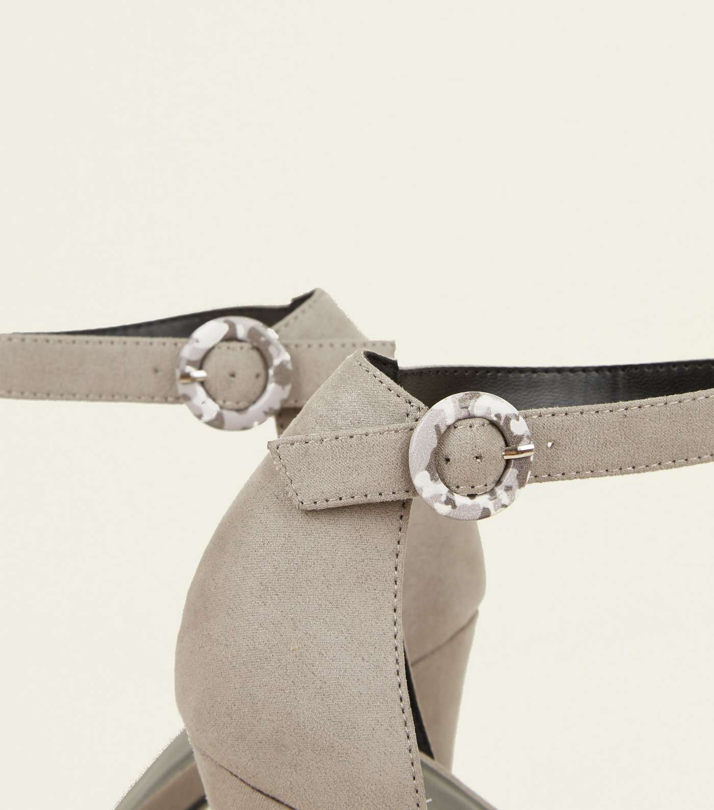 Grey Suedette Buckle Strap Heels Image 3