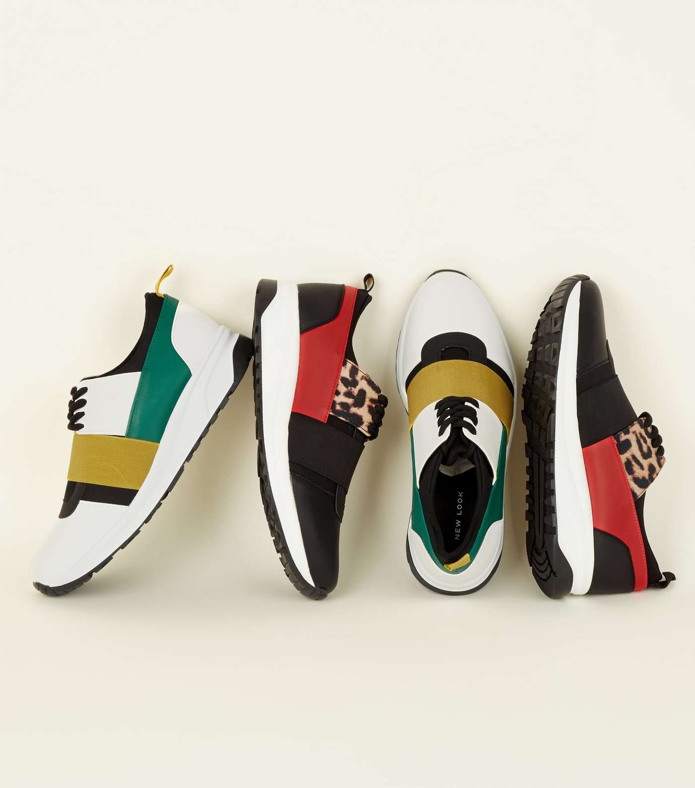 Yellow Colour Block Lace-Up Trainers Image 4