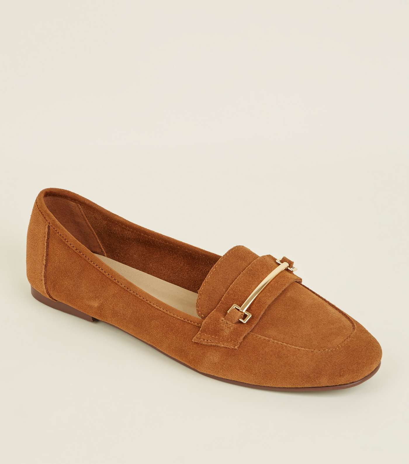 Tan Suede Front Bar Loafers