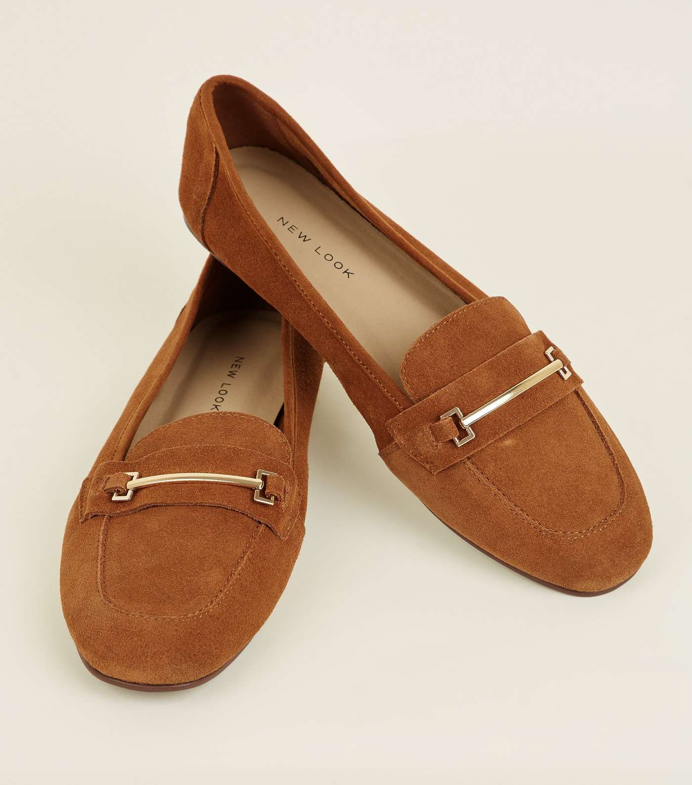 Tan Suede Front Bar Loafers Image 3