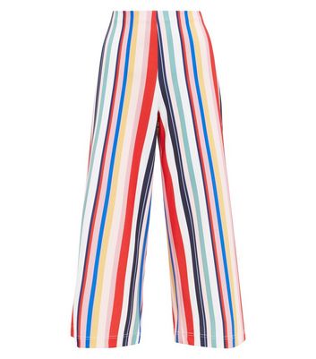 Rainbow Stripe Cropped Wide Leg Trousers | New Look