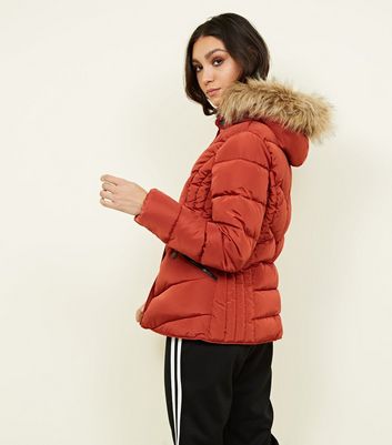 rust puffer jacket women's