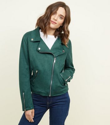 teal suede biker jacket