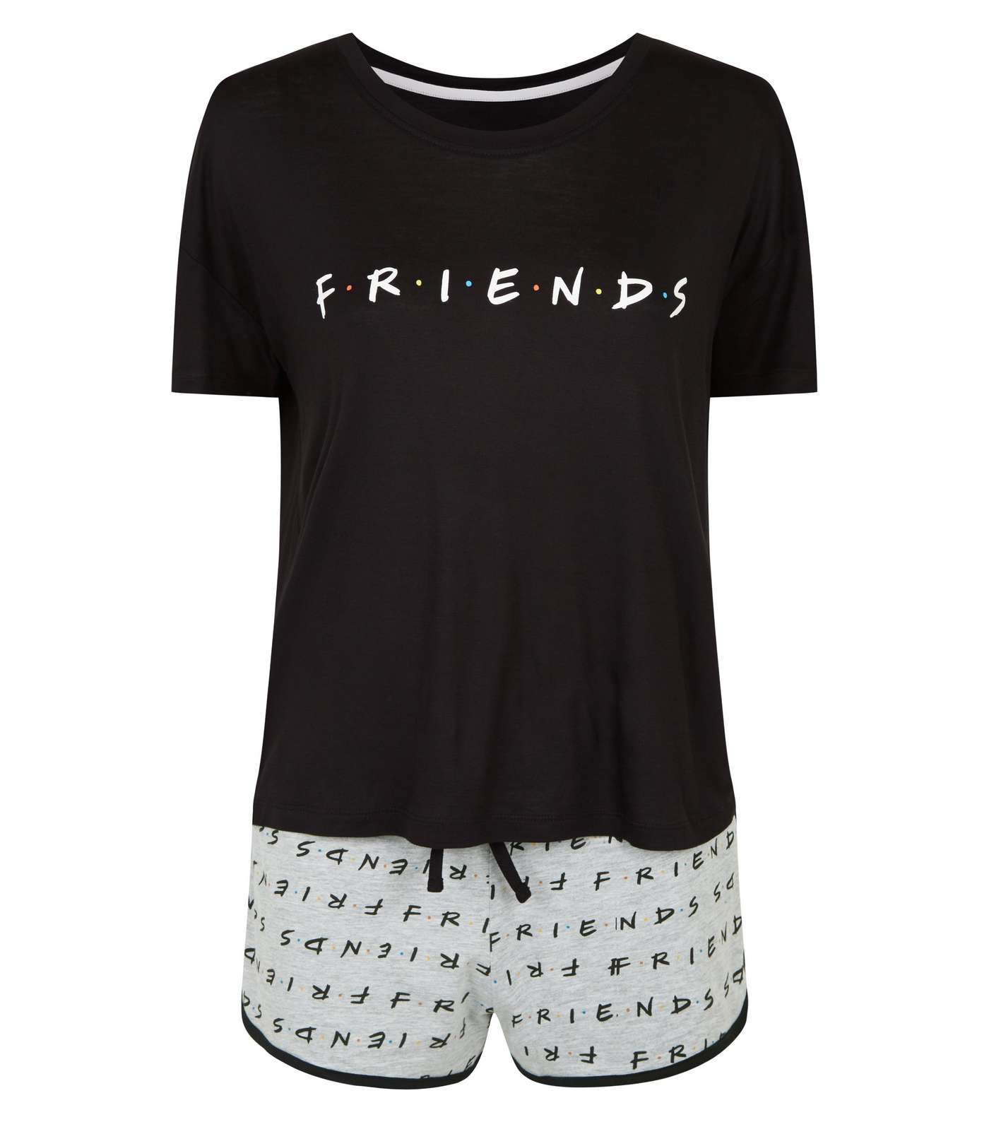 Black Slogan Friends Pyjama Set  Image 4