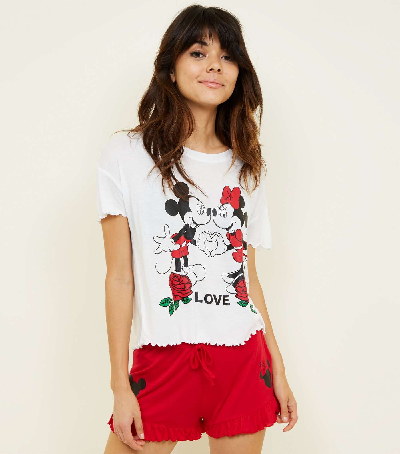 Red Love Disney Frill Trim Pyjama Set 