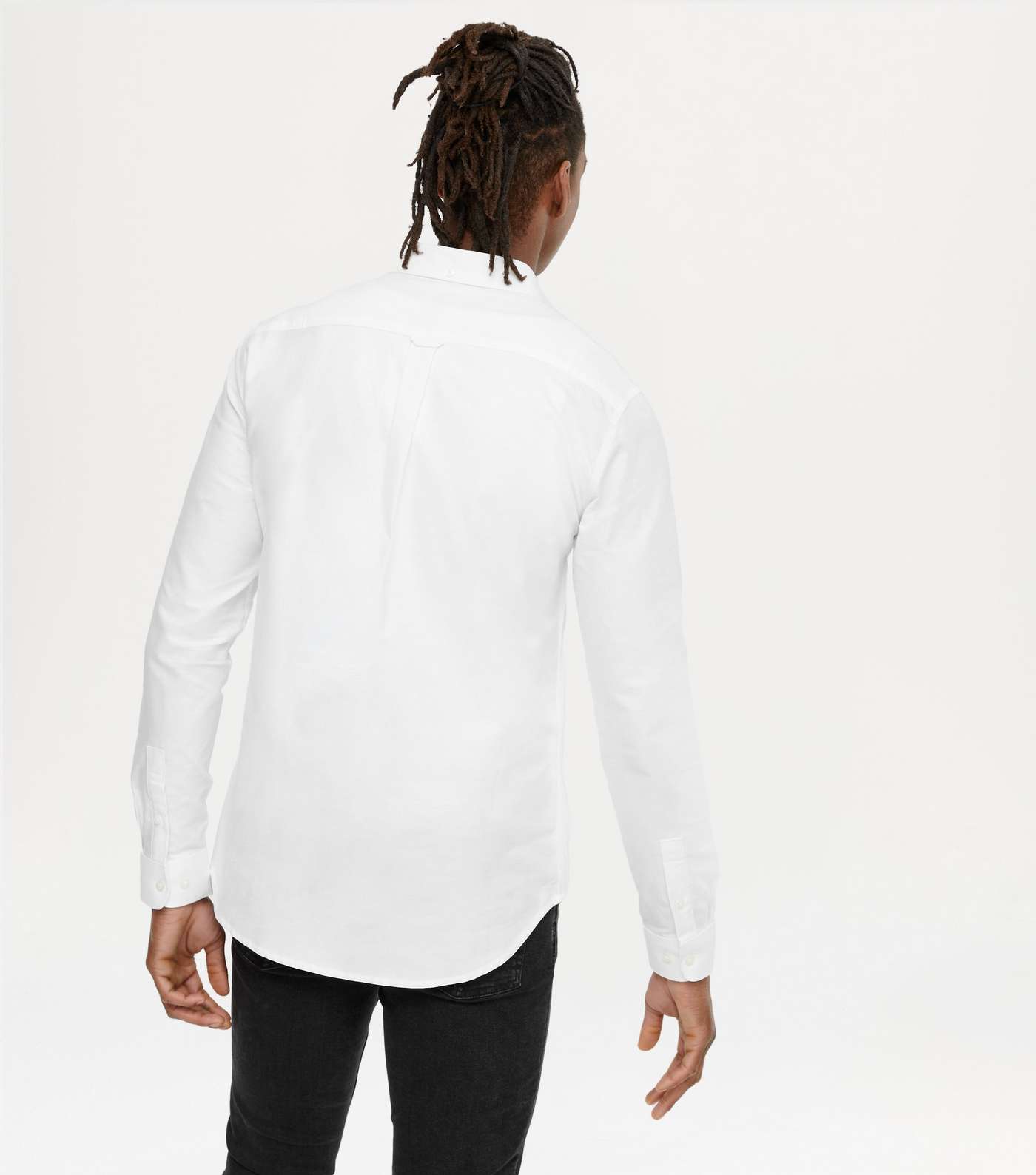 White Cotton Long Sleeve Oxford Shirt Image 4