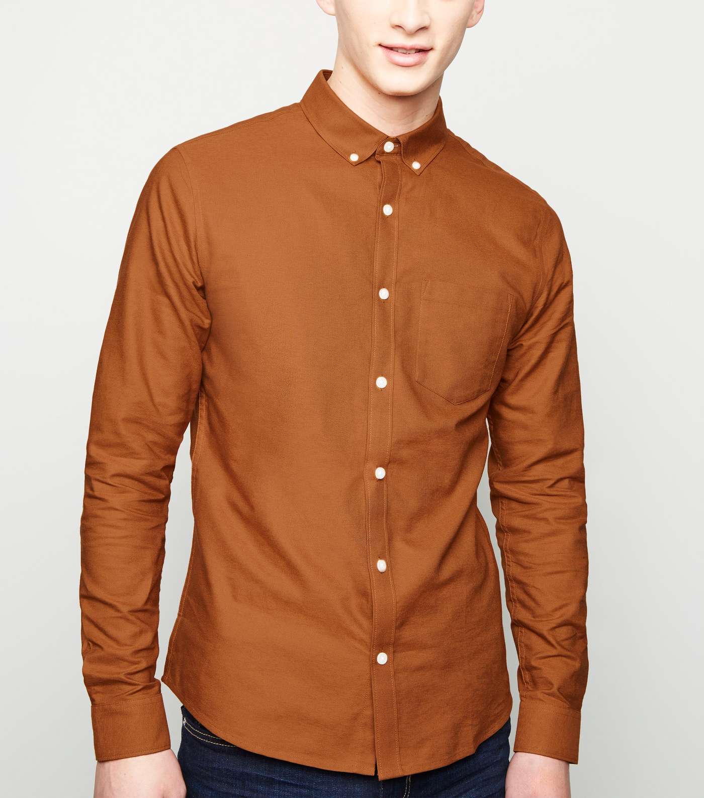 Camel Cotton Long Sleeve Oxford Shirt