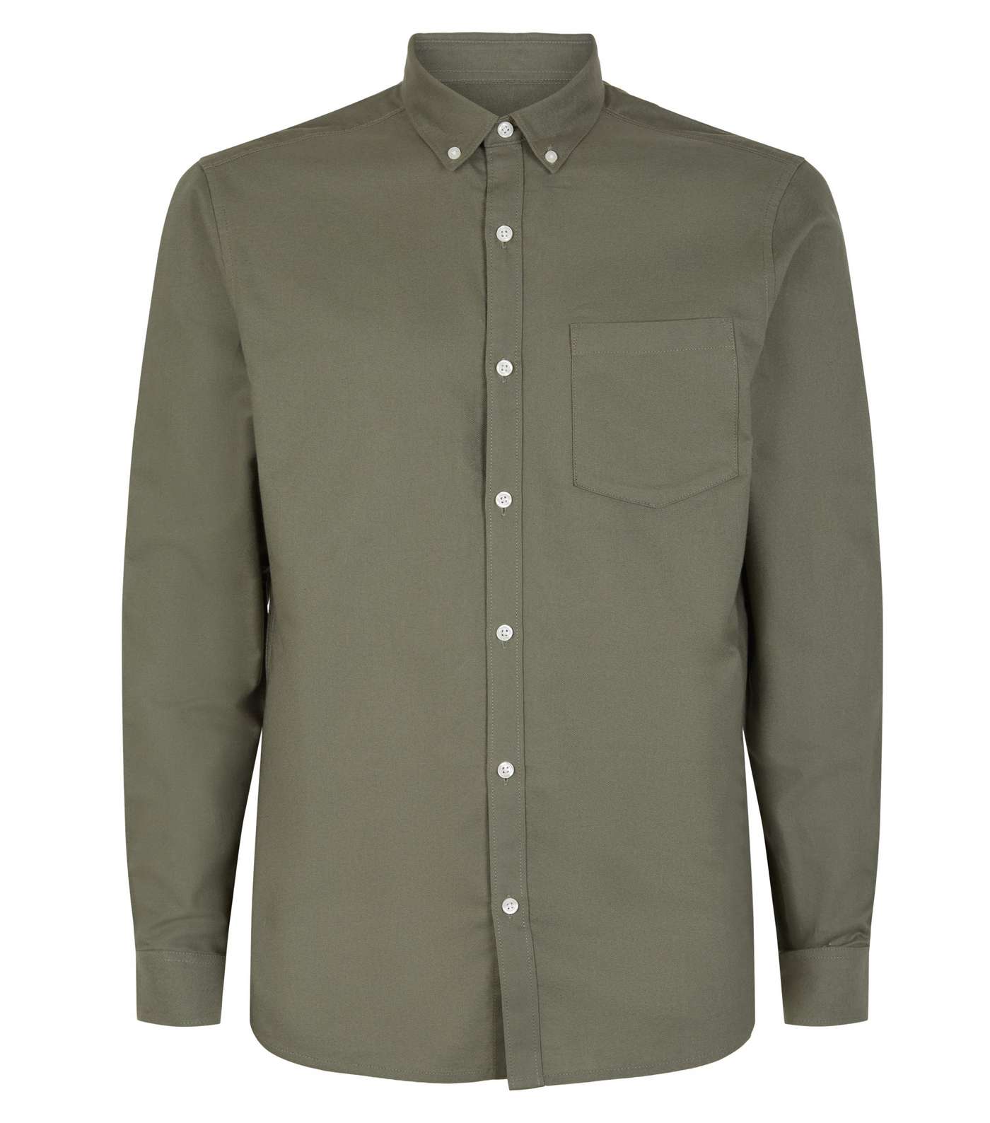 Olive Cotton Long Sleeve Oxford Shirt Image 4