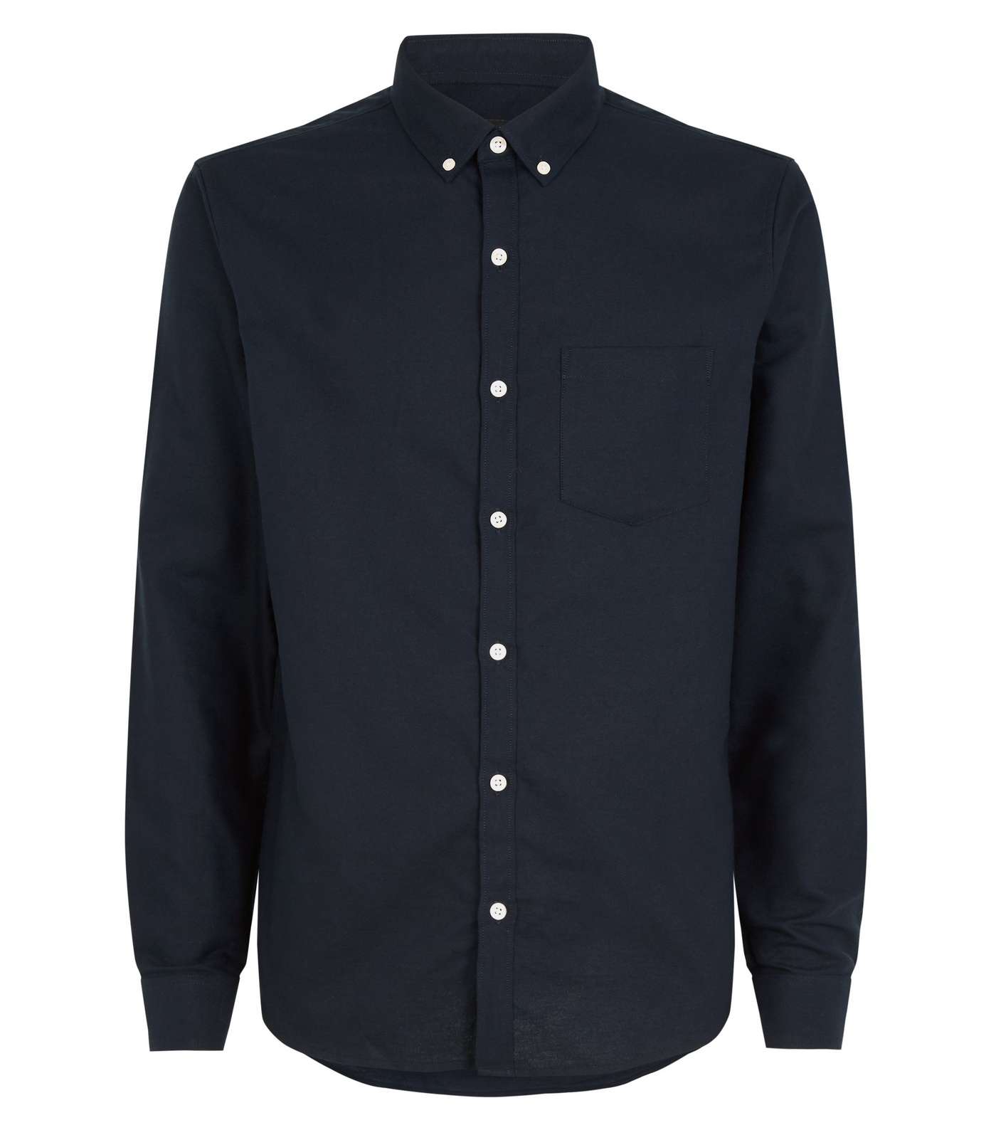 Navy Cotton Long Sleeve Oxford Shirt Image 4