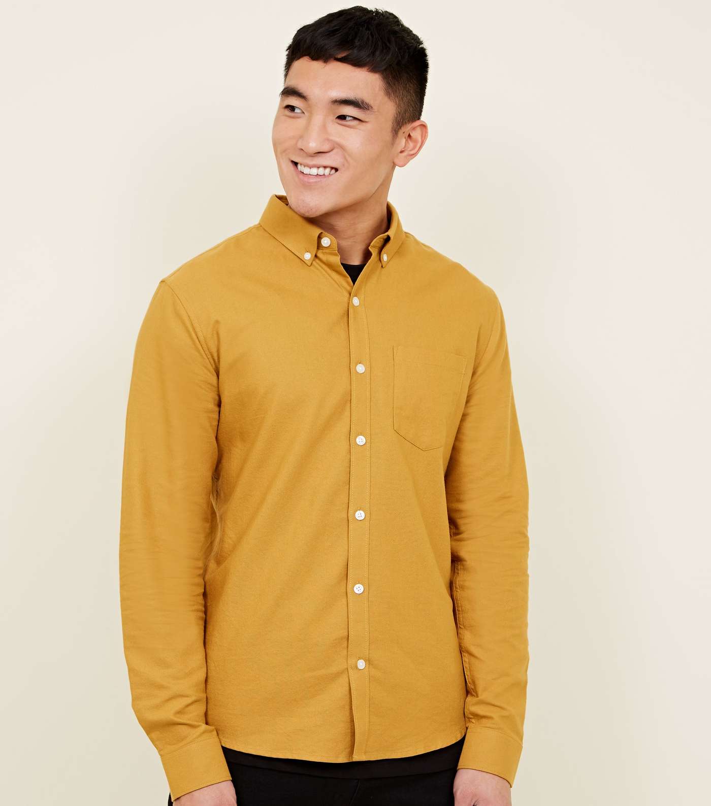 Yellow Long Sleeve Cotton Oxford Shirt