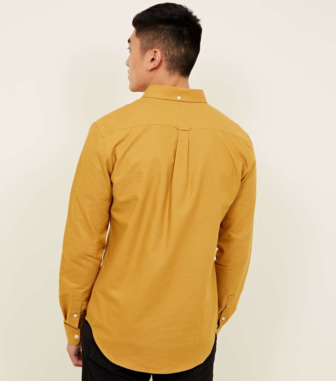 Yellow Long Sleeve Cotton Oxford Shirt Image 3