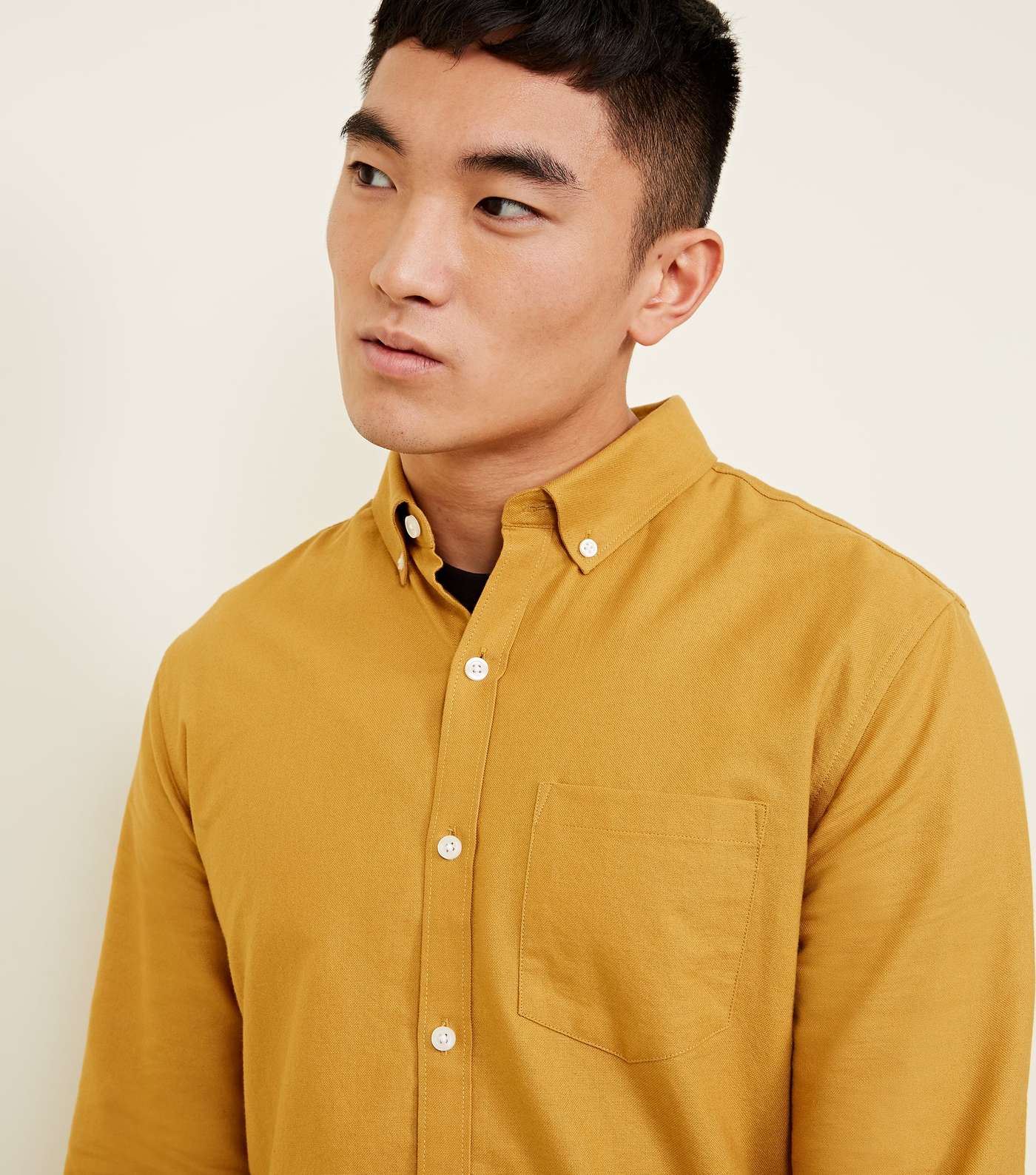 Yellow Long Sleeve Cotton Oxford Shirt Image 5