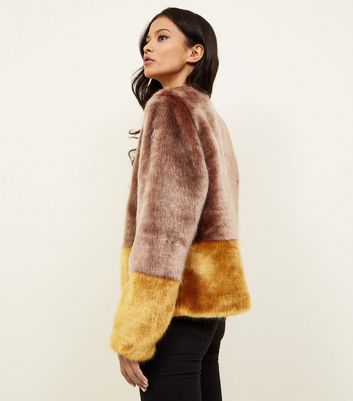 New look sale mustard fur coat