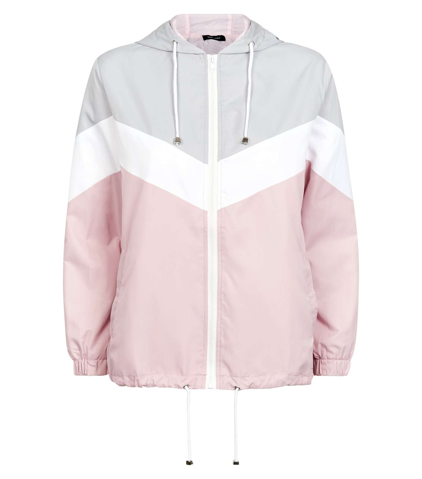 Pink Chevron Colour Block Windbreaker Jacket Image 4