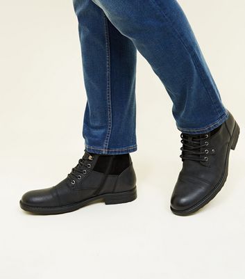 Black Military Lace Up Boots | New Look