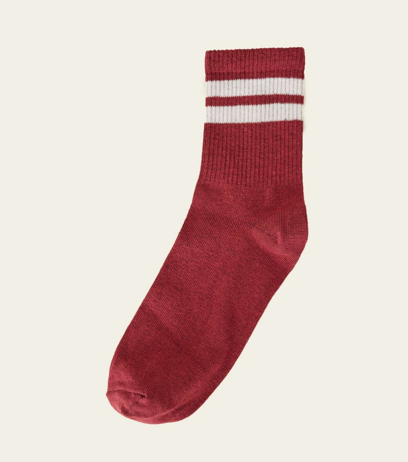 Burgundy Ribbed Sport Stripe Socks 