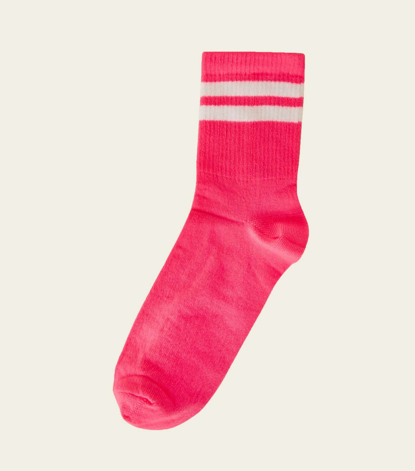 Bright Pink Neon Ribbed Sport Stripe Socks 