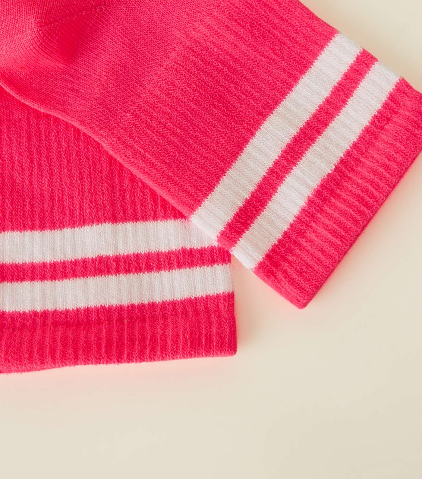 Bright Pink Neon Ribbed Sport Stripe Socks  Image 3