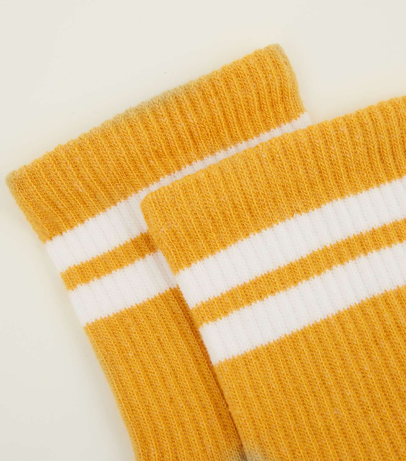 Yellow Ribbed Sport Stripe Socks Image 3