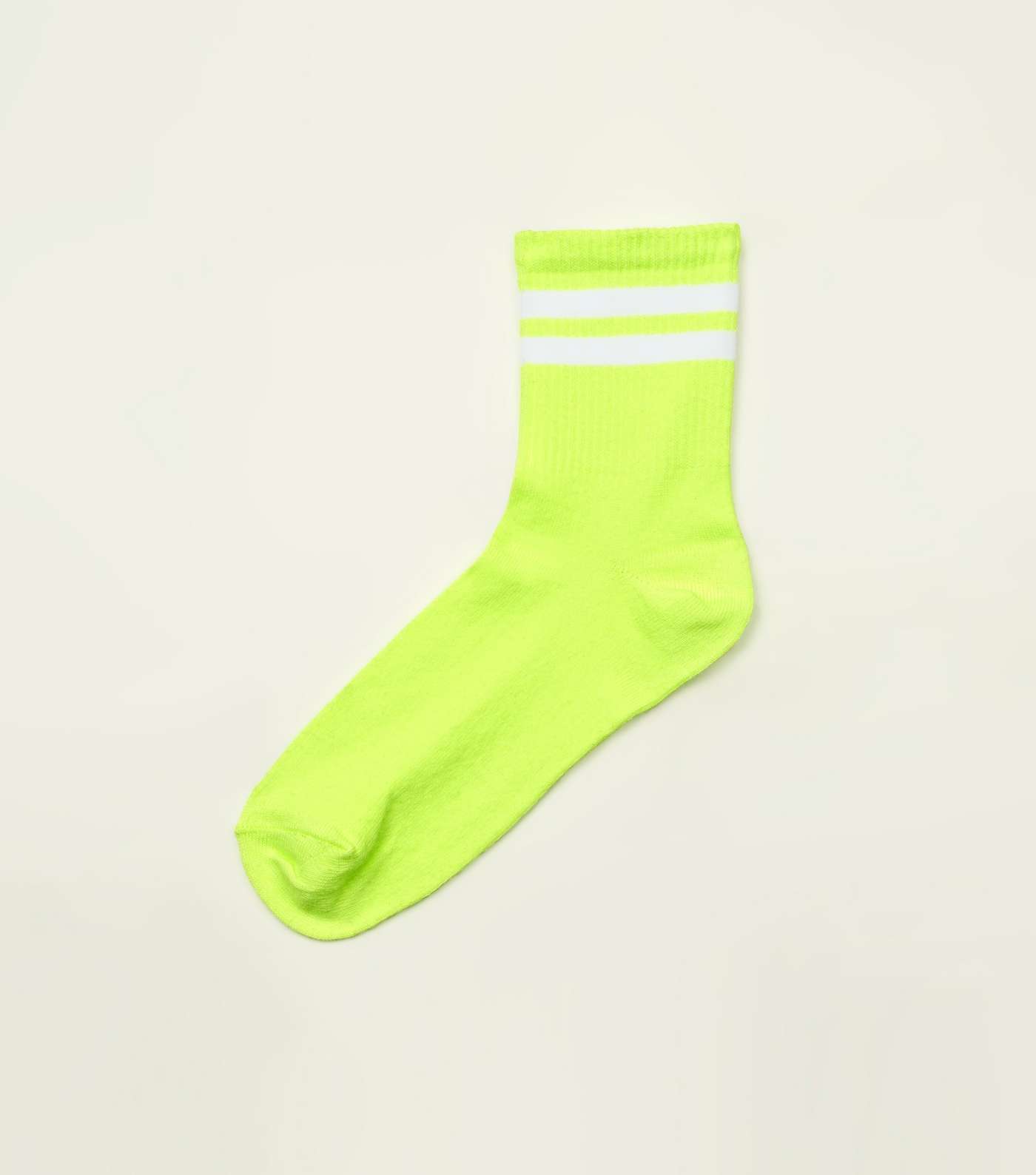 Yellow Neon Ribbed Sport Stripe Socks