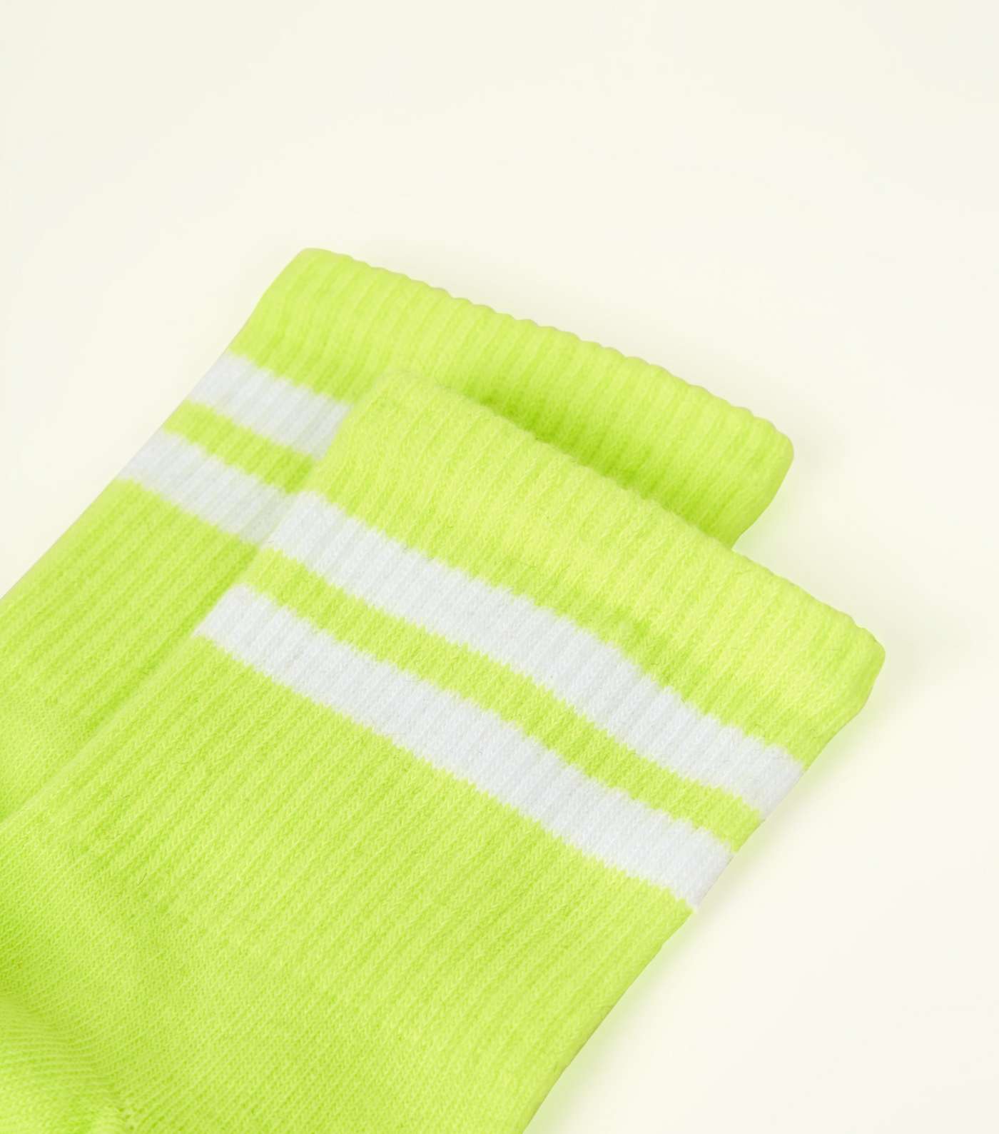 Yellow Neon Ribbed Sport Stripe Socks Image 3