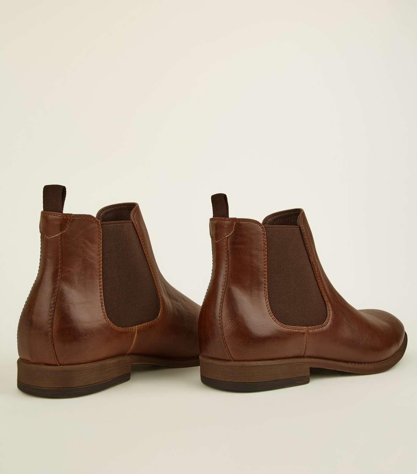 Dark Brown Leather-Look Chelsea Boots  Image 3