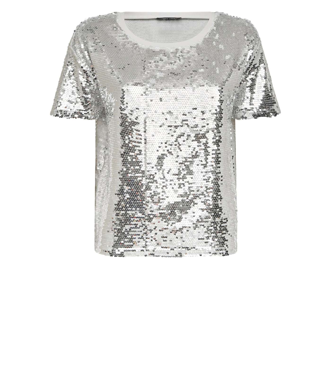 Silver Sequin Oversized T-Shirt Image 4