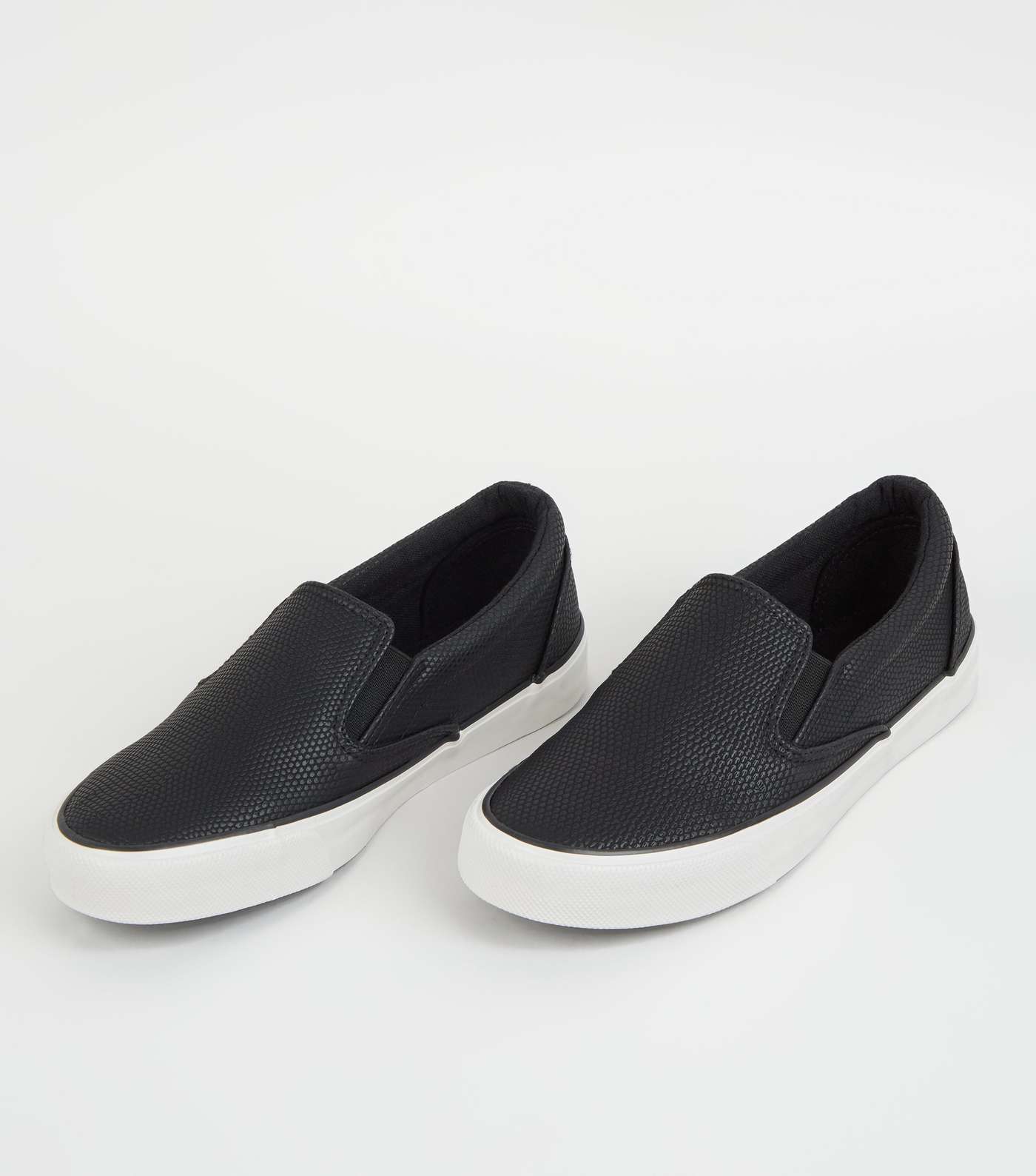 Black Faux Snake Slip On Trainers Image 4