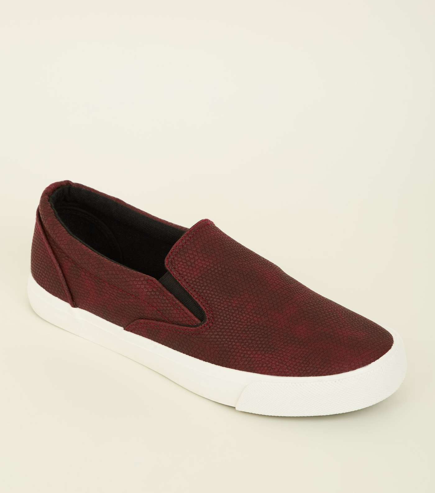 Dark Red Faux Snake Slip On Trainers