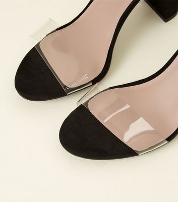 black transparent block heels