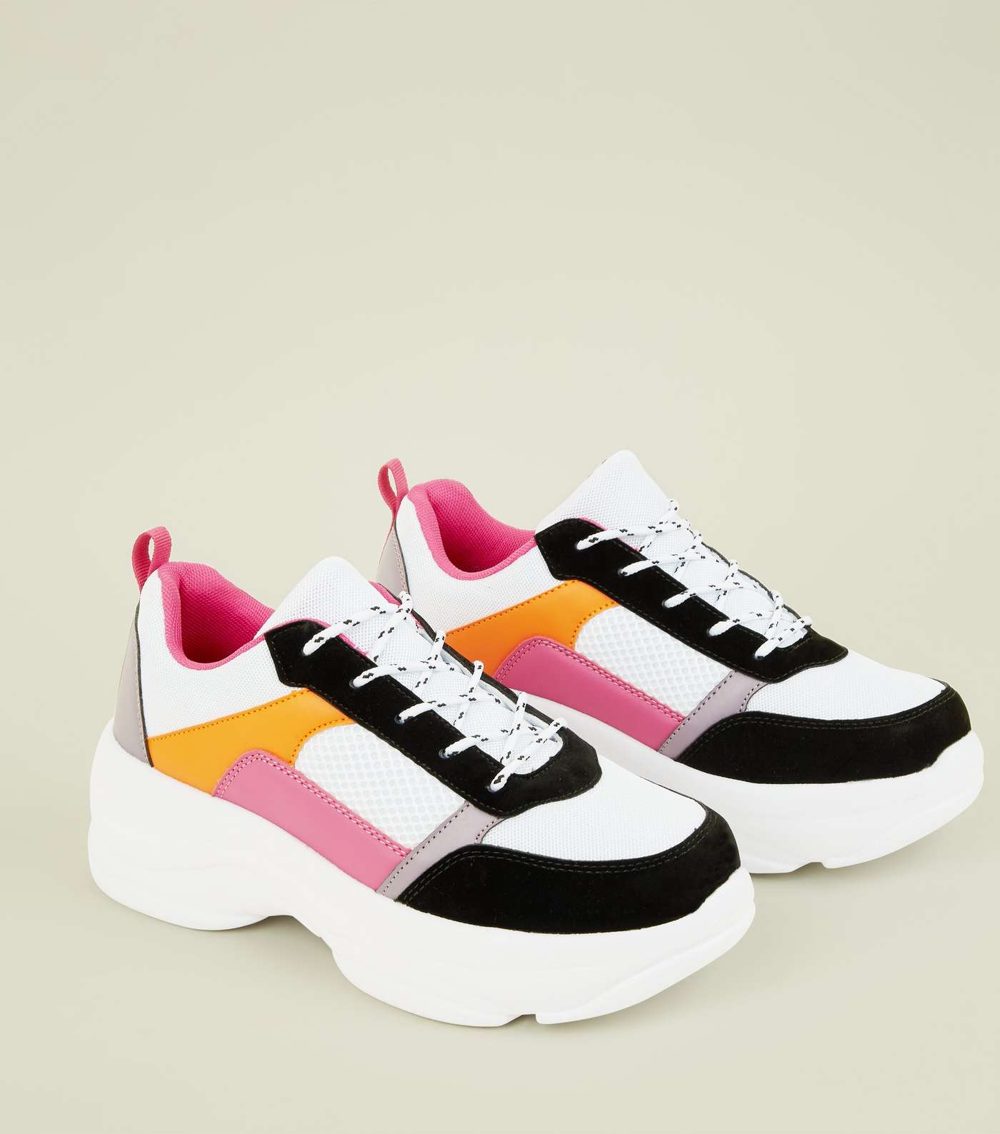 Multicoloured Chunky Lace-Up Trainers Image 4
