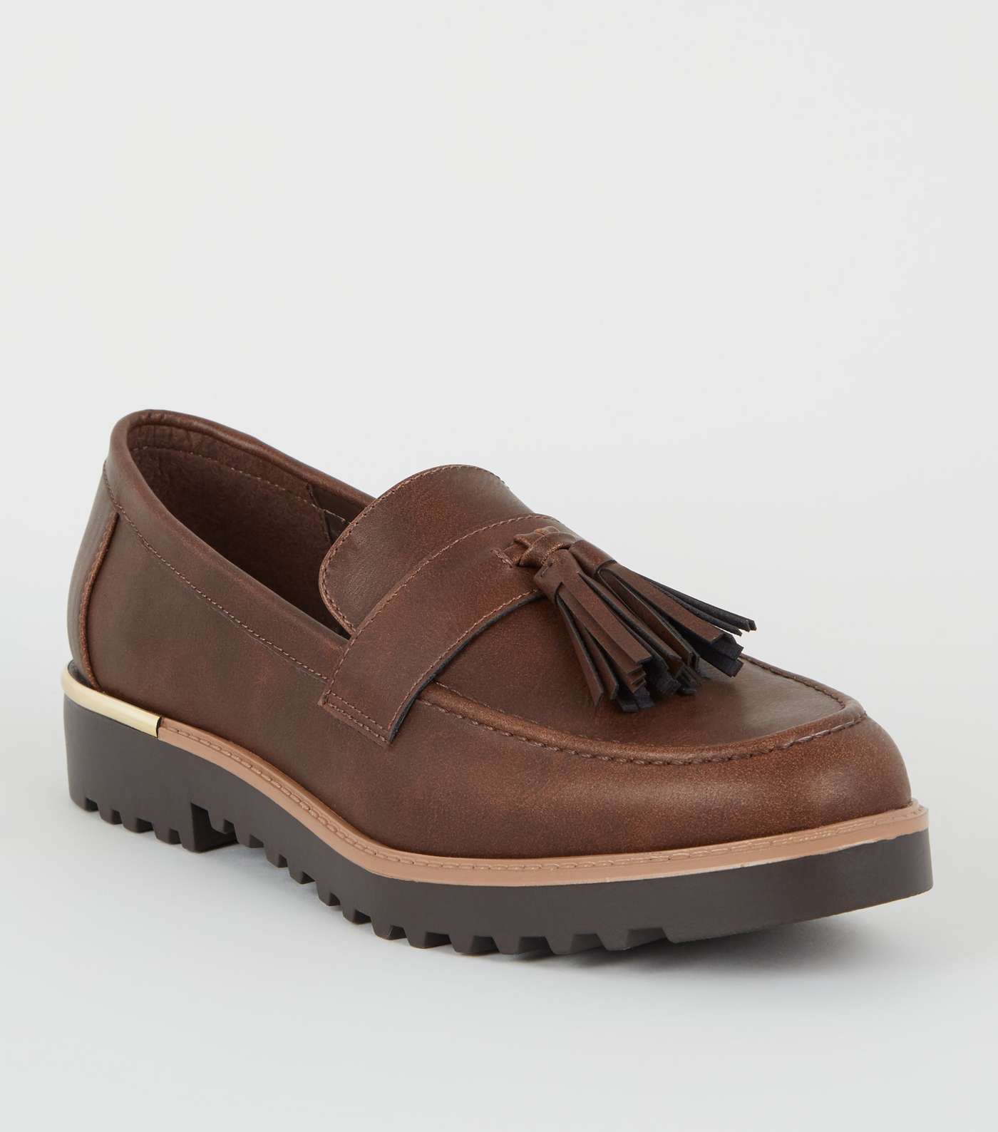 Dark Brown Tassel Front Chunky Sole Loafers