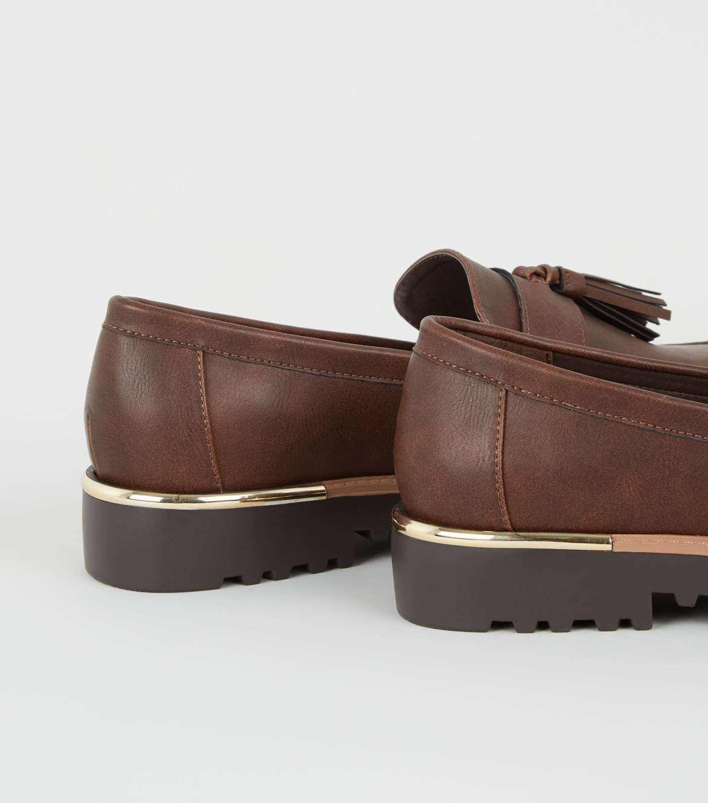 Dark Brown Tassel Front Chunky Sole Loafers Image 3