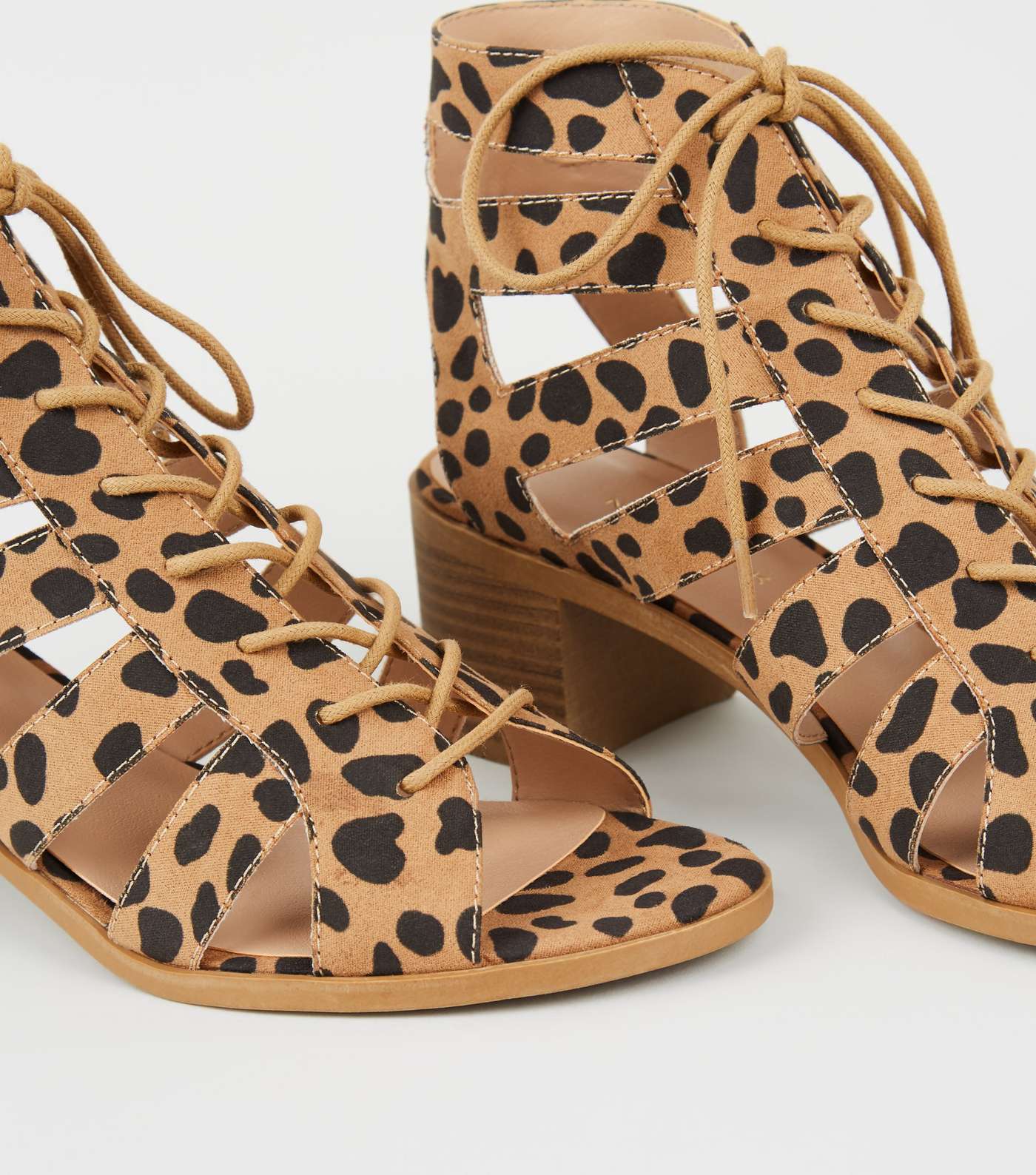 Brown Animal Print Lace Up Ghillie Sandals Image 4