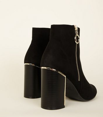 Black suedette metal 2025 heel ankle boot