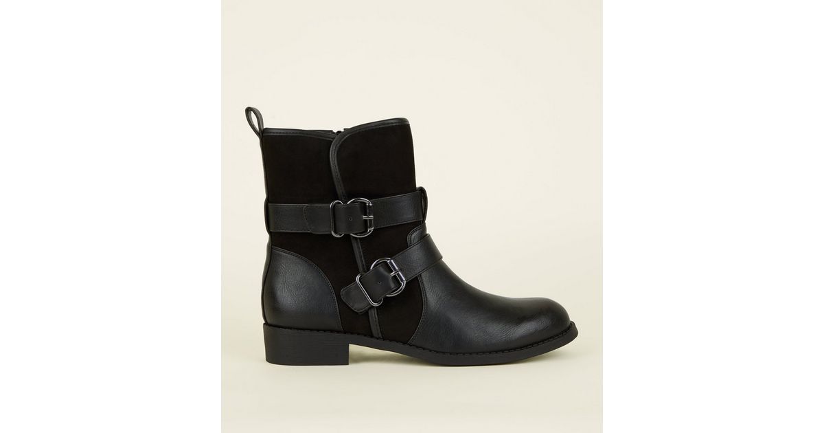 Toocool Bottes Motard Femme Simili Cuir Boucles - Bottines Casual 1050, Noir