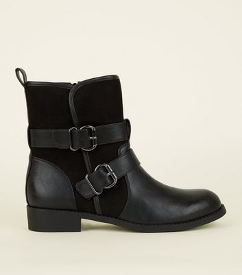 biker boots with buckles and straps