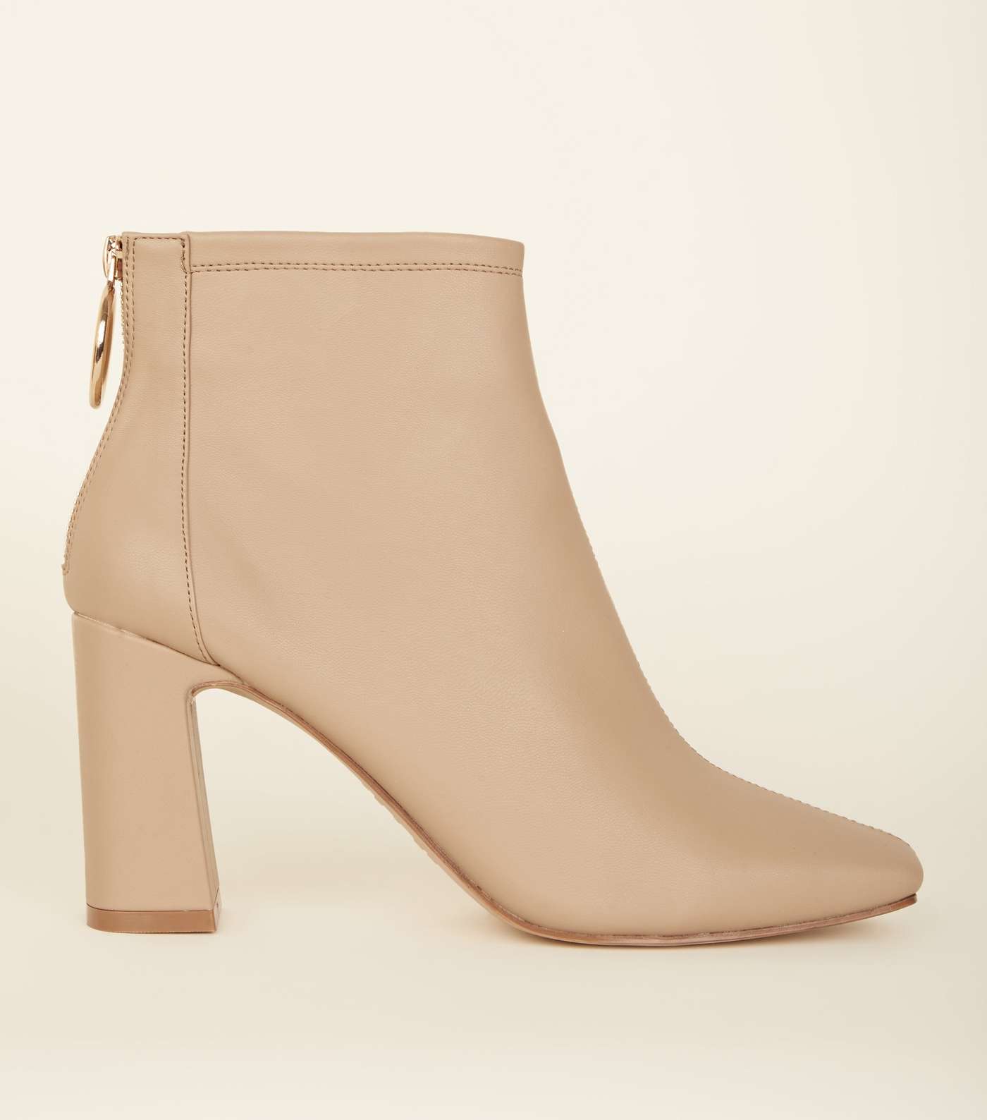 Camel Ring Zip Flared Heel Ankle Boots