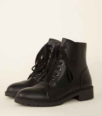 new look black lace up ankle boots