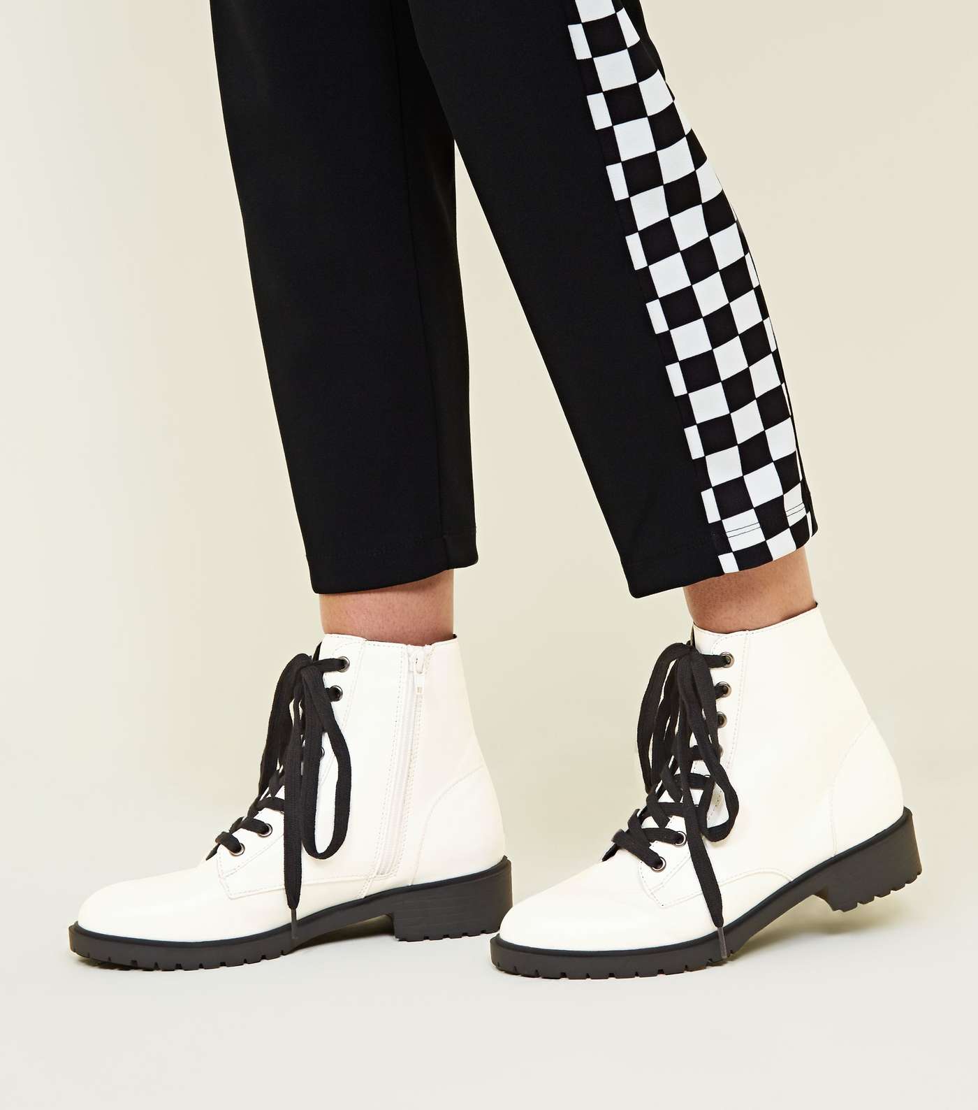 White Lace Up Chunky Boots Image 2