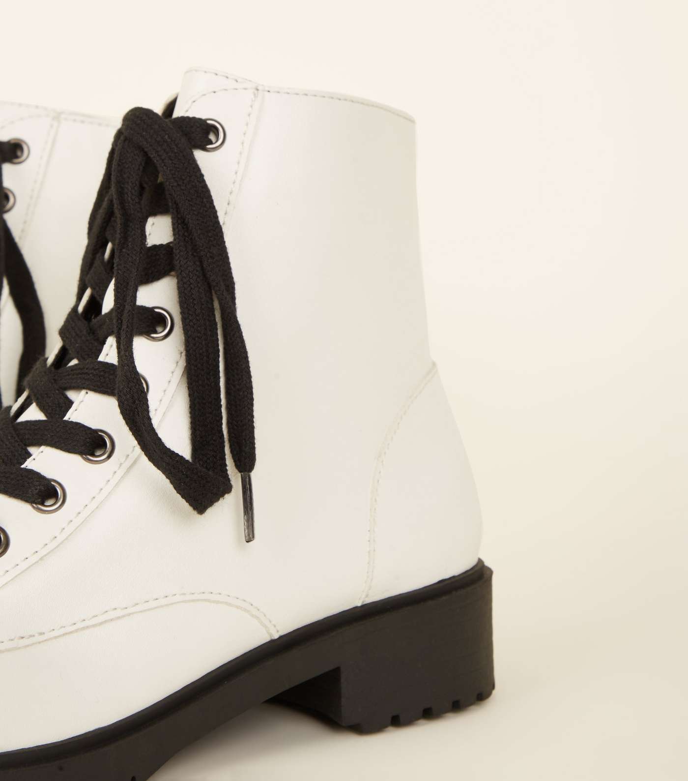 White Lace Up Chunky Boots Image 4