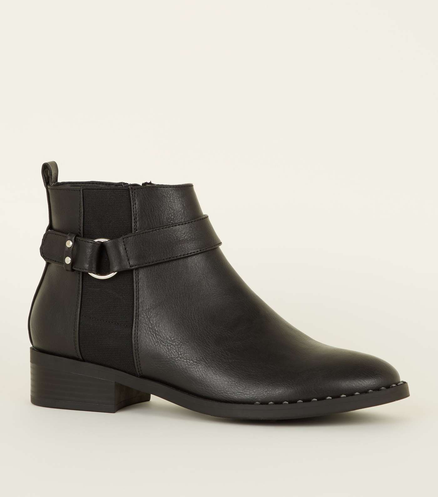 Black Studded Low Heel Chelsea Boots