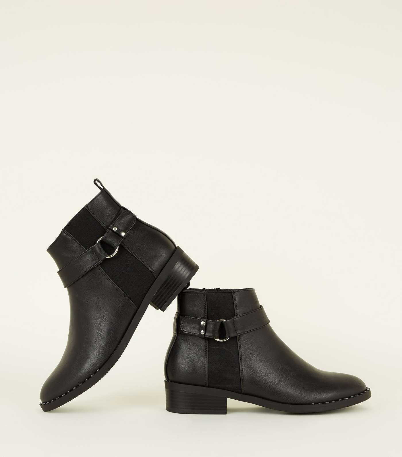 Black Studded Low Heel Chelsea Boots Image 3
