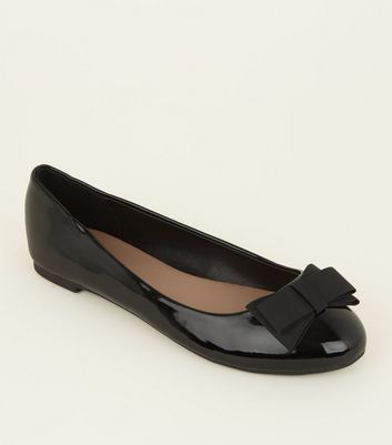 black patent bow shoes