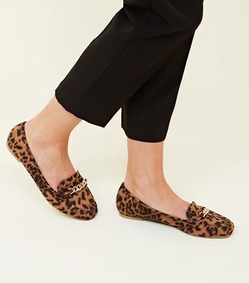 wide fit leopard print loafers