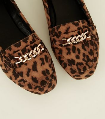 wide fit leopard print loafers