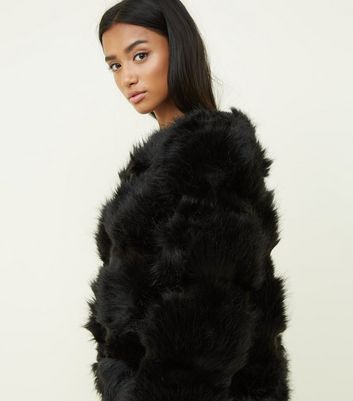 New look black pelted faux fur coat hotsell